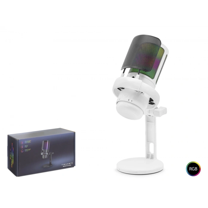 Profesyonel Gaming Rgb Mikrofon 192 Khz / 24 Bit Type-C - Beyaz ME6PW