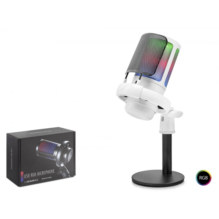 Profesyonel Mikser Kontrollü Gaming Rgb Mikrofon 24 Bit Çinko Alaşım Gövde Type-C - Beyaz ME6SW