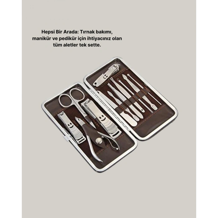 Profesyonel Tırnak Bakım Seti Çelik Aletli Şık Deri Çantalı