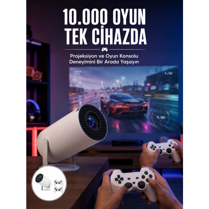 Projeksiyon Cihazı Video Oyun Konsolu 8 Gb Hafıza Lcd Ekran Kumandalı Yeni Nesil