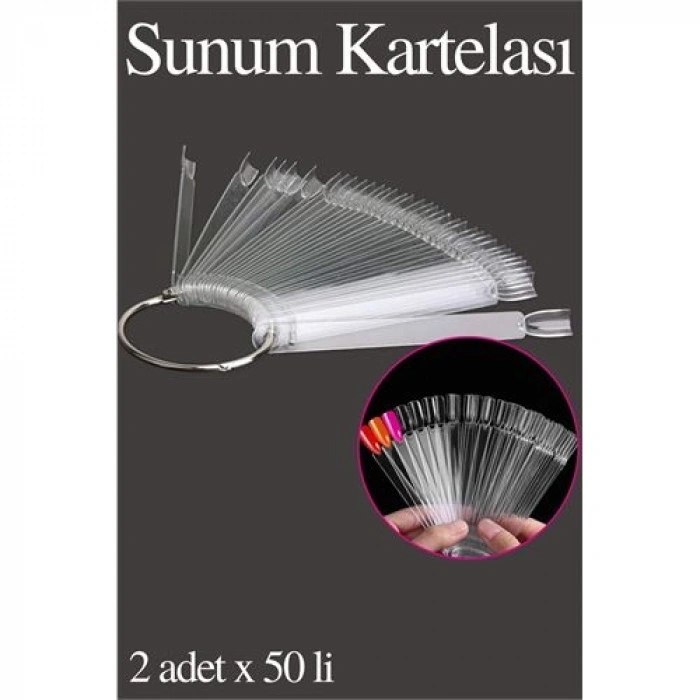 Protez Tırnak Sunum Kartelası Şeffaf 100 Lü