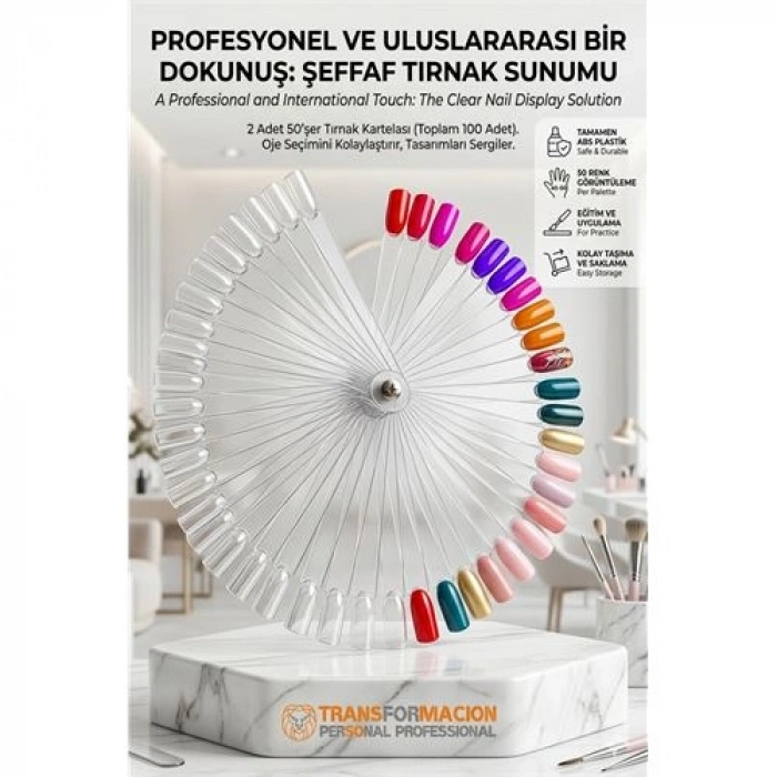 Protez Tırnak Sunum Kartelası ŞEFFAF 100 LÜ 718553