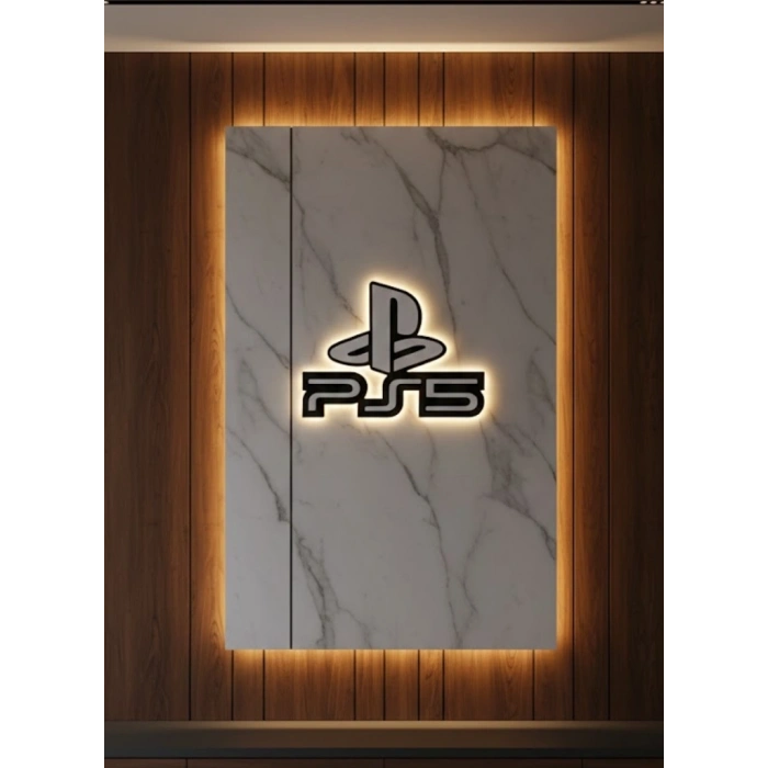 Ps5 Logo Dekoratif Duvar Süsü Oyun Odası Ve Salon Uyumu