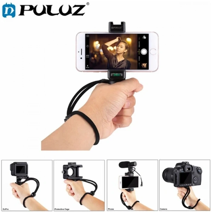 Puluz Video Grip Telefon Elde Tutucu+ Bileklik Tripod Adaptörü-(5775)
