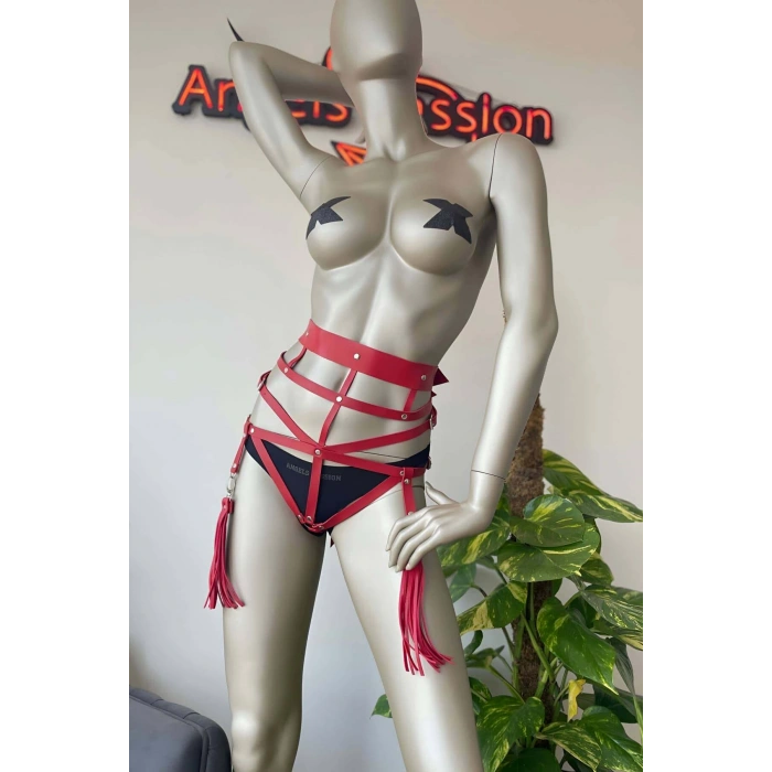 Püskül Detaylı Şık Kırmızı Harness