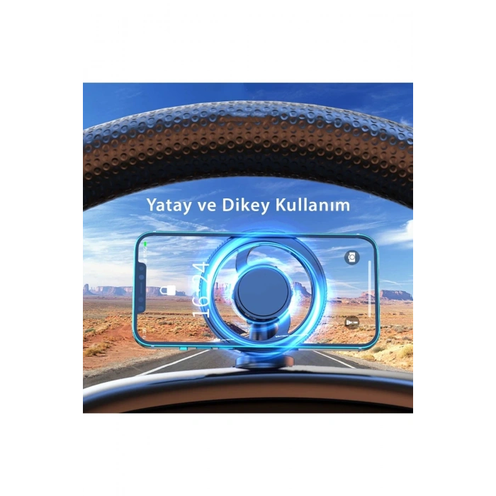 Q38 Ayarlanabilir Yapışkanlı Manyetik Magsafe Araç Tutucu - Siyah