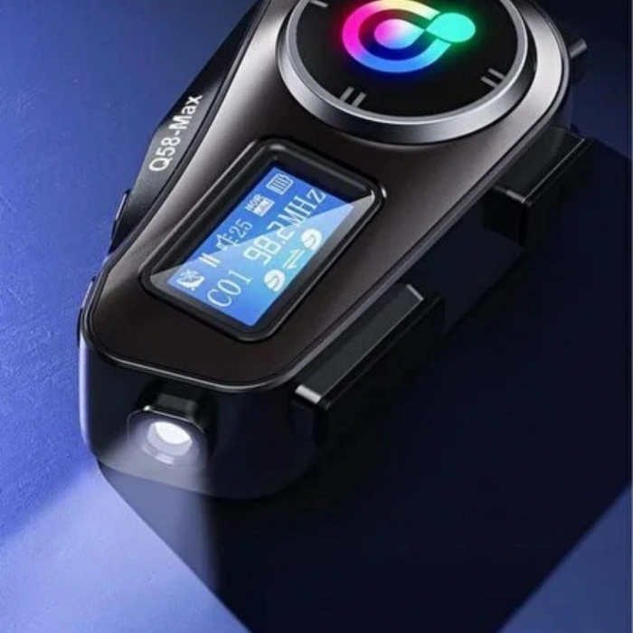 Q58 Motorsikletler İçin Fener Özellikli SD Kart Bölümlü LCD Ekranlı Kablosuz Bluetooth Kulaklıklı – Suya Dayanıklı Kask Kulaklığı (4887)