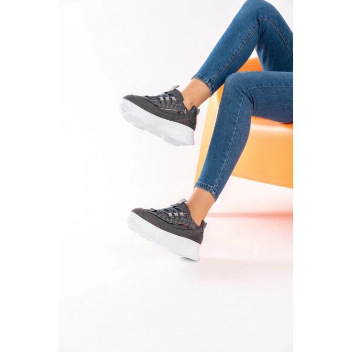 Raissa Gri Bağcıklı Spor Ayakkabı