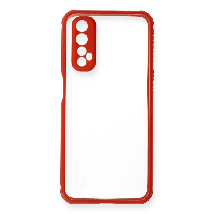 Realme 7 Kılıf Miami Şeffaf Silikon - Kırmızı