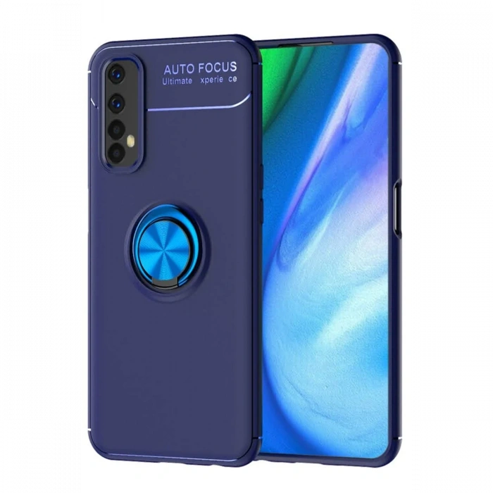 Realme 7 Kılıf Range Yüzüklü Silikon - Mavi