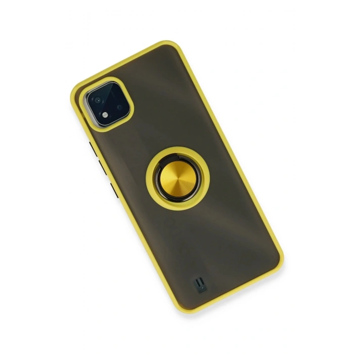 Realme C11 2021 Kılıf Montreal Yüzüklü Silikon Kapak - Sarı
