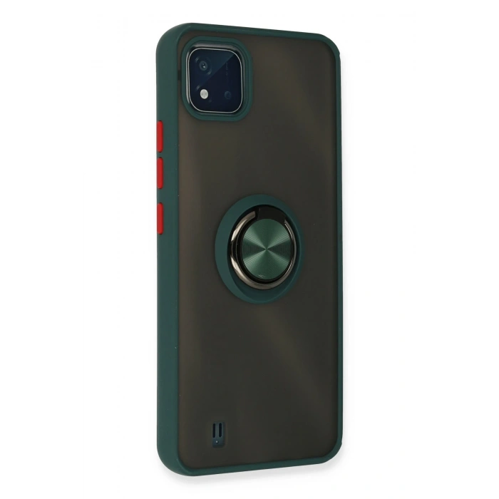 Realme C11 2021 Kılıf Montreal Yüzüklü Silikon Kapak - Yeşil