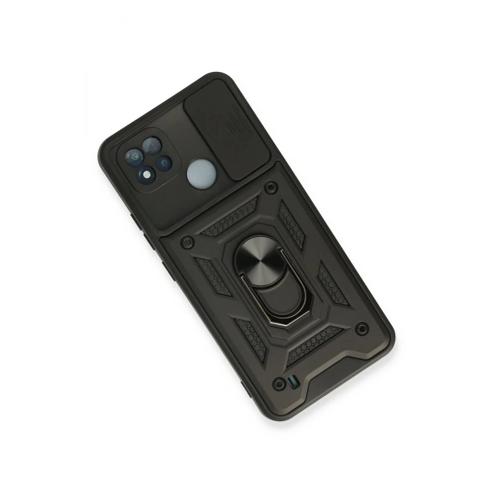 Realme C11 2021 Kılıf Pars Lens Yüzüklü Silikon - Siyah