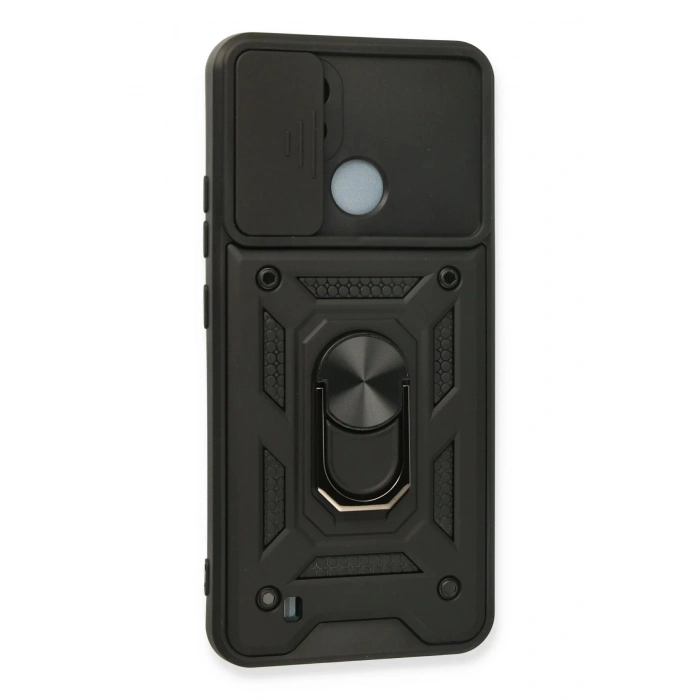 Realme C11 2021 Kılıf Pars Lens Yüzüklü Silikon - Siyah