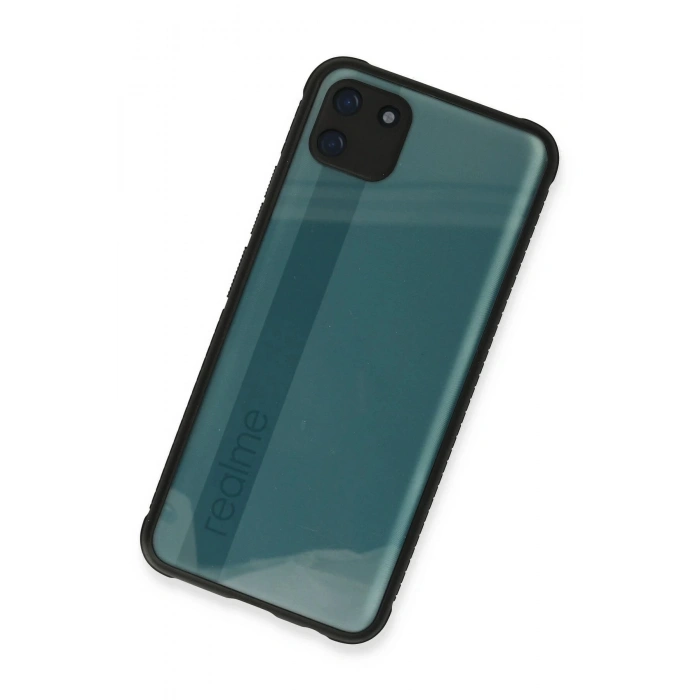 Realme C11 Kılıf Miami Şeffaf Silikon - Siyah