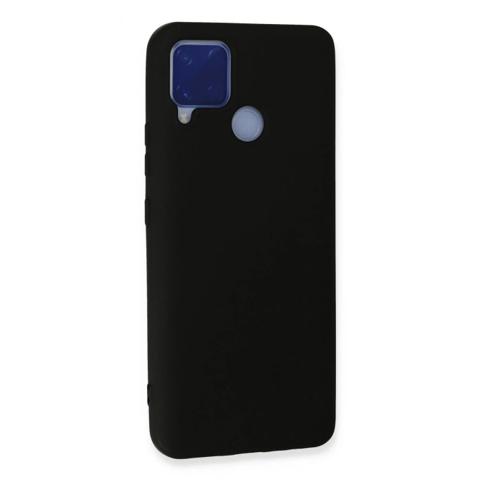 Realme C15 Kılıf Nano içi Kadife Silikon - Siyah