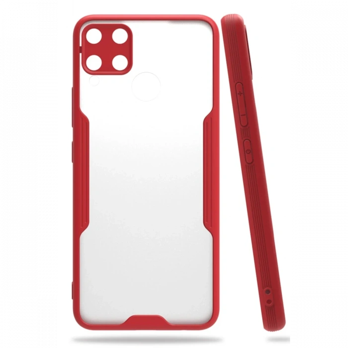 Realme C15 Kılıf Platin Silikon - Kırmızı