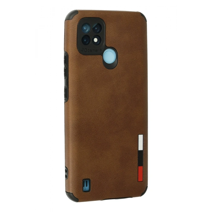 Realme C21 Kılıf Loop Deri Silikon - Kahverengi