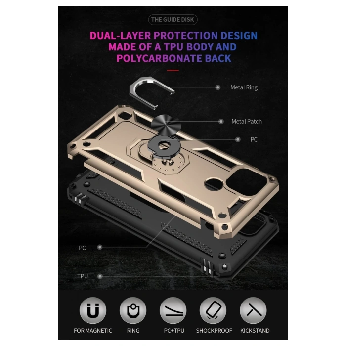 Realme C21 Kılıf Sofya Yüzüklü Silikon Kapak - Gold