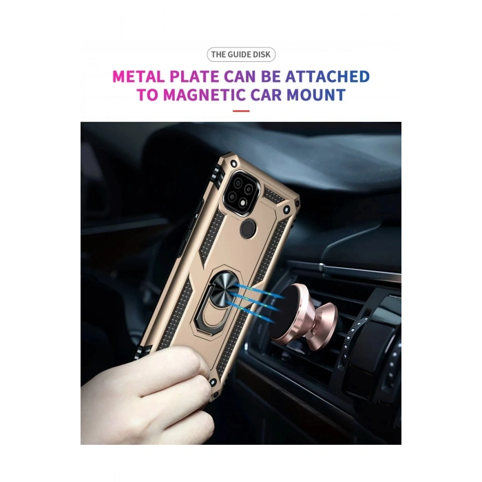 Realme C21 Kılıf Sofya Yüzüklü Silikon Kapak - Gold