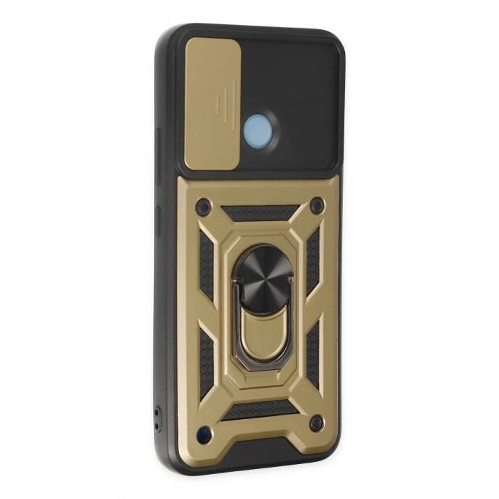 Realme C25Y Kılıf Pars Lens Yüzüklü Silikon - Gold