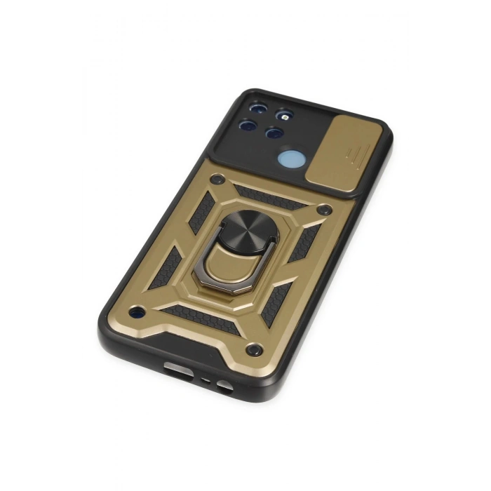 Realme C25Y Kılıf Pars Lens Yüzüklü Silikon - Gold