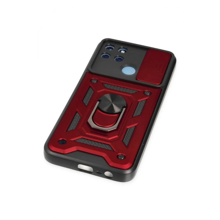 Realme C25Y Kılıf Pars Lens Yüzüklü Silikon - Kırmızı