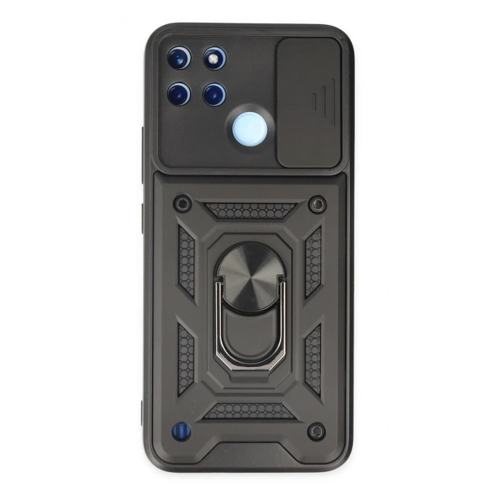 Realme C25Y Kılıf Pars Lens Yüzüklü Silikon - Siyah