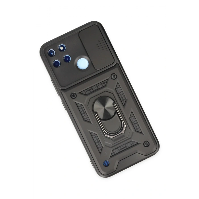 Realme C25Y Kılıf Pars Lens Yüzüklü Silikon - Siyah