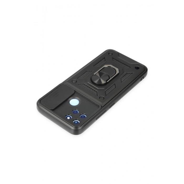 Realme C25Y Kılıf Pars Lens Yüzüklü Silikon - Siyah