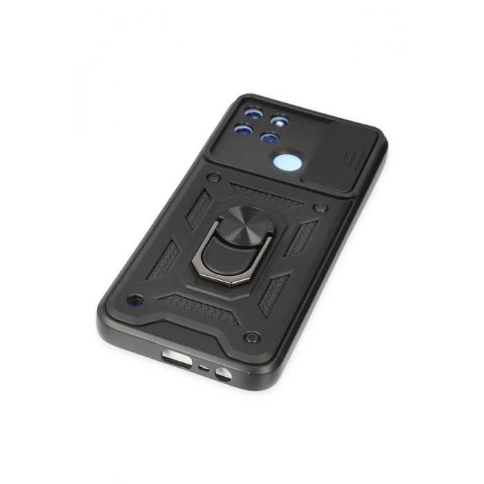 Realme C25Y Kılıf Pars Lens Yüzüklü Silikon - Siyah