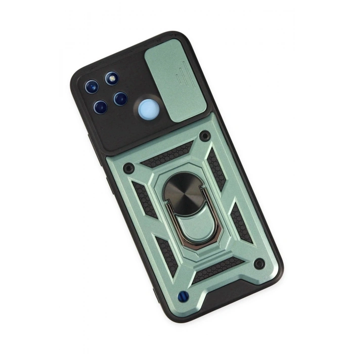 Realme C25Y Kılıf Pars Lens Yüzüklü Silikon - Yeşil