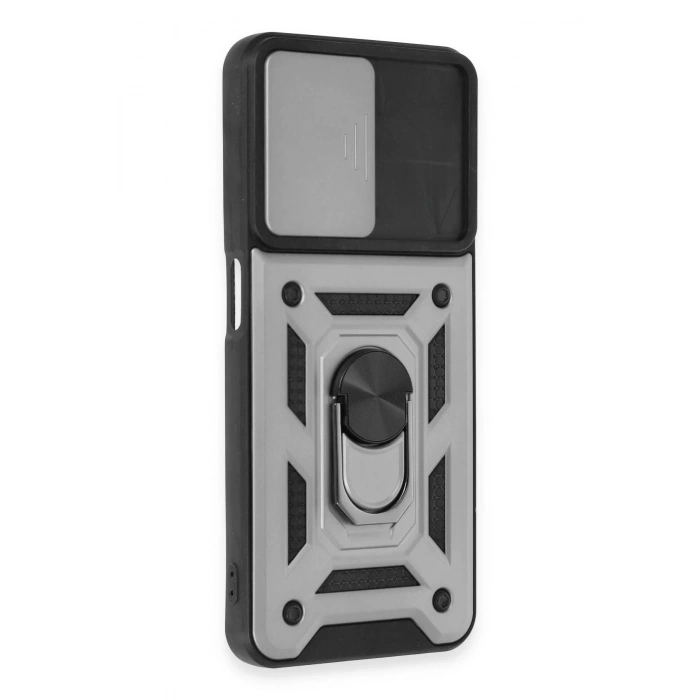 Realme C35 Kılıf Pars Lens Yüzüklü Silikon - Gümüş