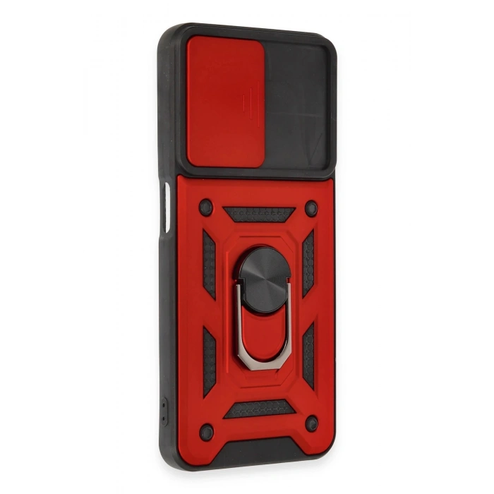 Realme C35 Kılıf Pars Lens Yüzüklü Silikon - Kırmızı