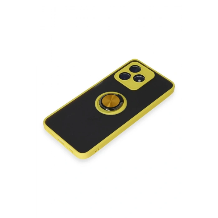 Realme C53 Kılıf Montreal Yüzüklü Silikon Kapak - Sarı