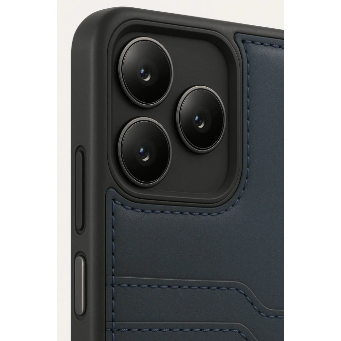 Realme Note 50 4G Kılıf Sara Kartvizitli Deri Kılıf - Lacivert