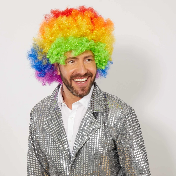 Rengarenk Kıvırcık Afro Bonus Peruk (4887)