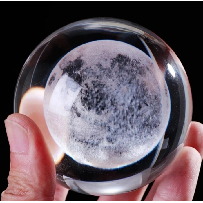 Renk Değiştiren Led Işıklı Dolunay Pilli Cam Küre 6 cm