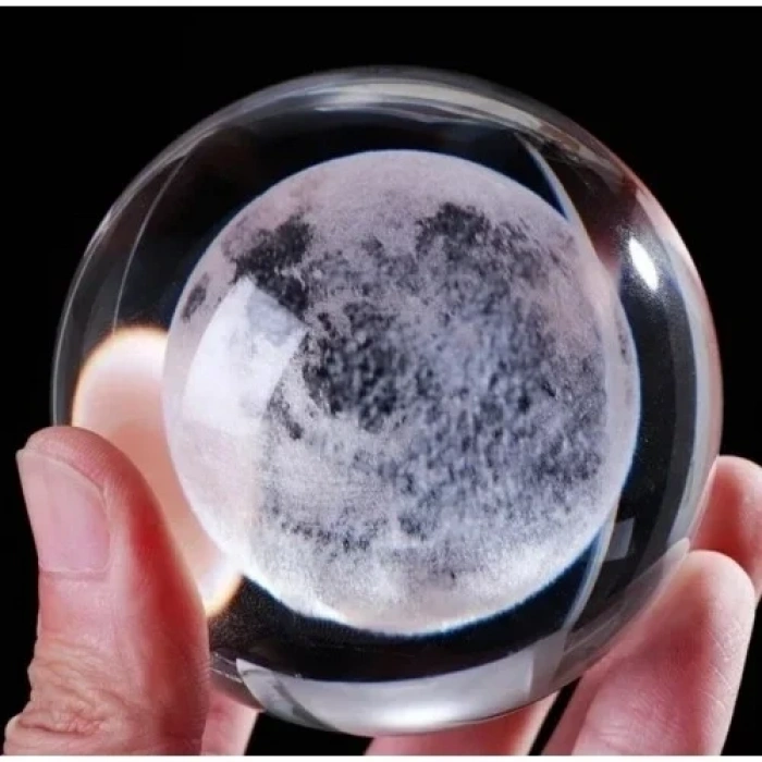 Renk Değiştiren Led Işıklı Dolunay Pilli Cam Küre 6 cm