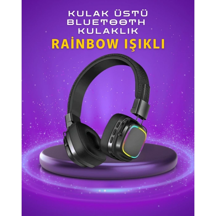 Renkli Işık Efektli Bluetooth 5.3 Müzik Kulaklığı