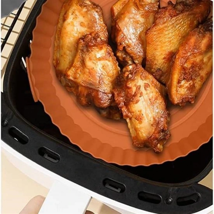 Renkli Isıya Dayanıklı Yıkanılabilir Silikon Fırın Ve Airfryer Yuvarlak Pişirme Matı 20 Cm (4887)