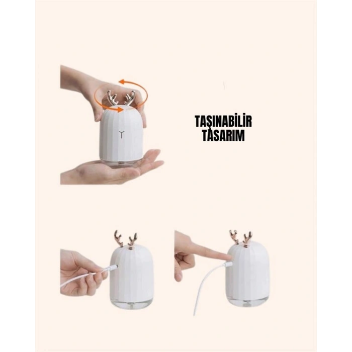 Renkli Led Işıklı Ve Sürekli Spreyli Masa Nemlendirici