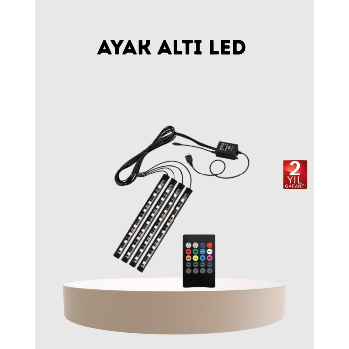 Rgb Araç İçi Led Aydınlatma 12v 48 Led Müzik Kontrollü 4 Şerit Set
