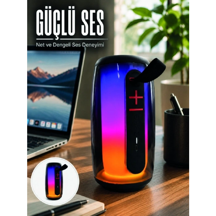 Rgb Işıklı Bluetooth Hoparlör Güçlü Ses Type-c Şarjlı Taşınabilir Kablosuz Speaker