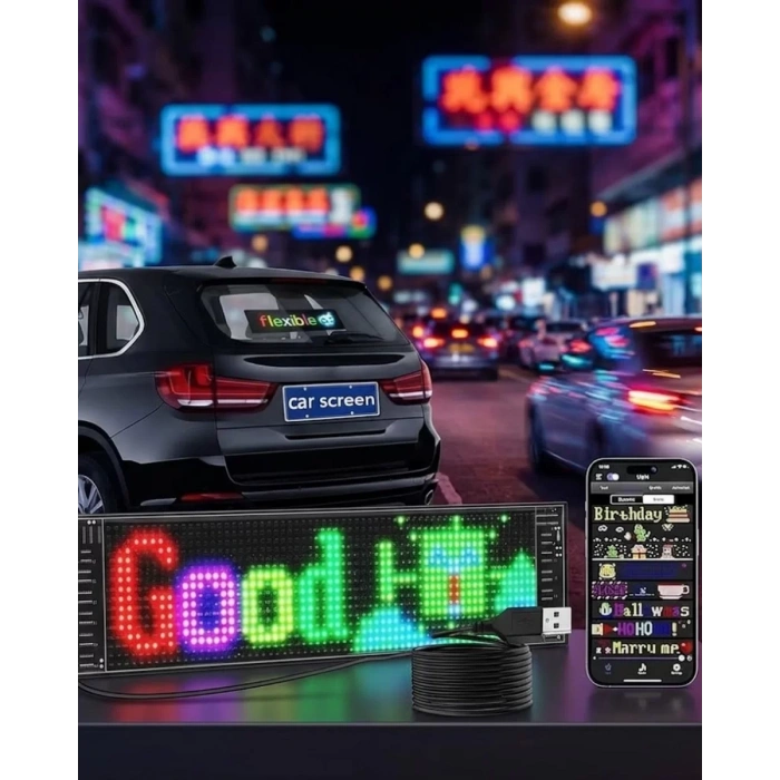 Rgb Kayan Yazı Led Panel Telefon Kontrollü Animasyonlu Akıllı Ekran