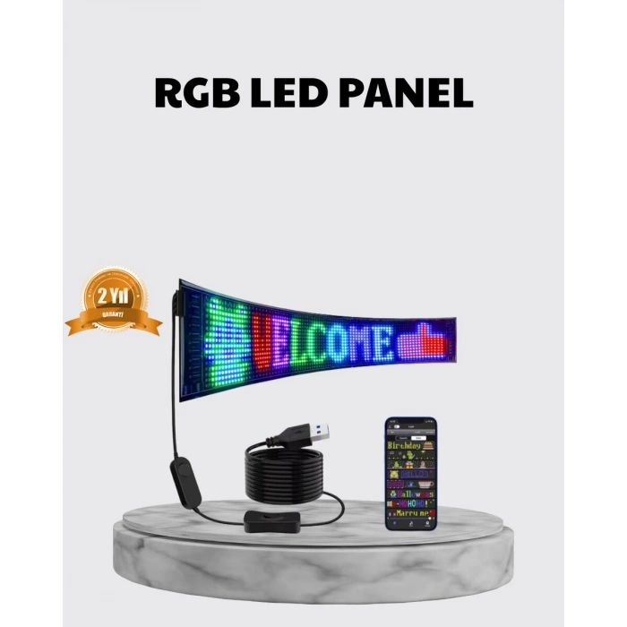 Rgb Led Panel – Çok Renkli Kumandalı Usb Bağlantılı Yazı Ve Gıf Gösterimli Akıllı Lamba