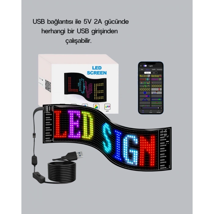 Rgb Led Panel – Usb Güç Girişli Gıf Ve Yazı Gösterimli Akıllı Ekran
