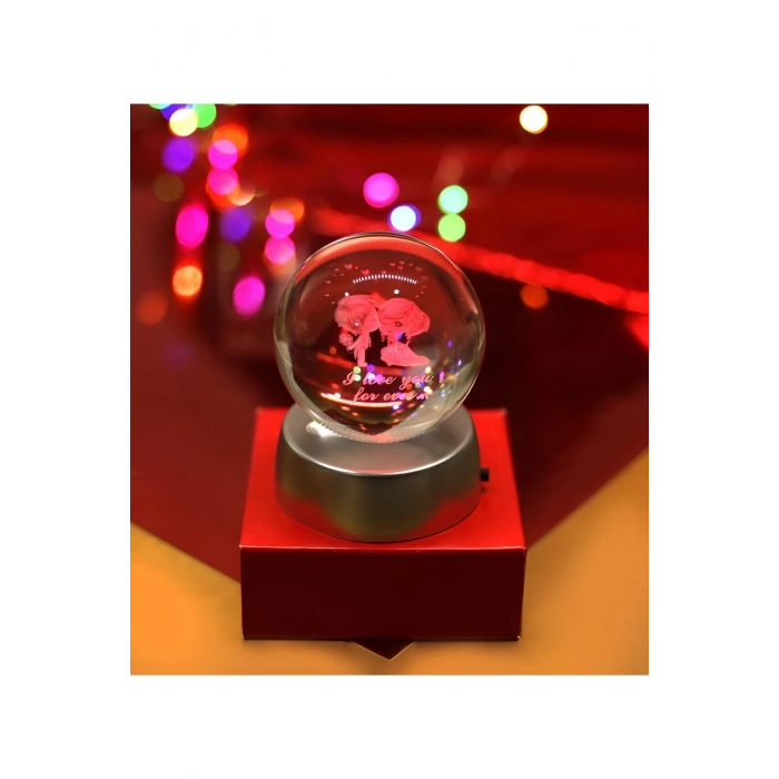 Romantik Işıklı Kristal Küre – “I Love You Forever” RGB Led Işıklı Pilli