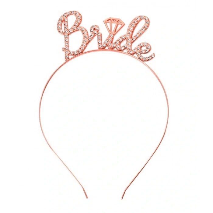 Rose Gold Renkli Taşlı “bride” Gelin Tacı