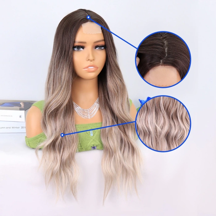 Rus Kumralı Beyaz Platin Ombre ve Röfleli Tül Peruk